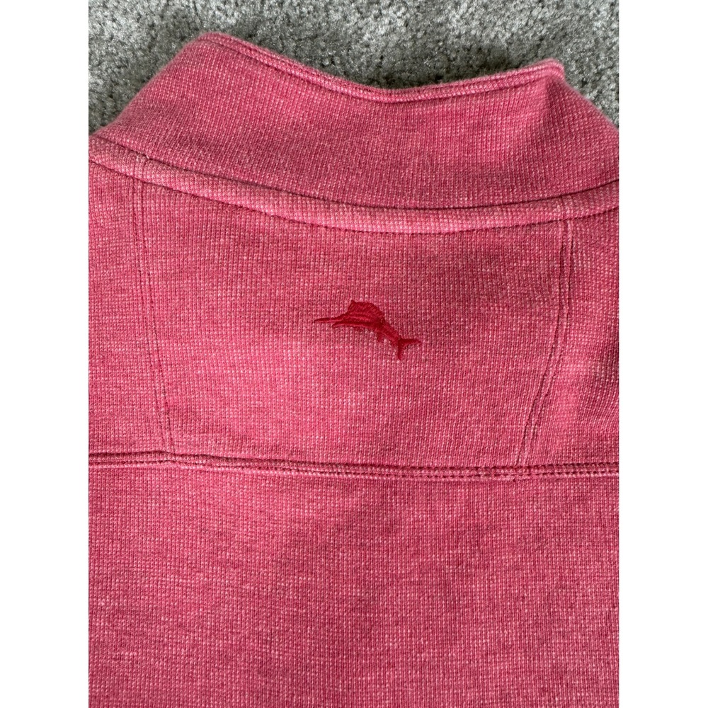 Tommy Bahama Mens Coral Pink Heather Quarter Zip Pullover Sweatshirt Large - Picture 8 of 8